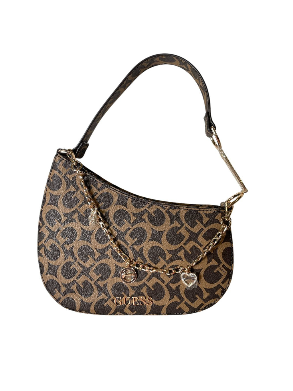 Bolso Guess Monogram Café con Cadena y Charms